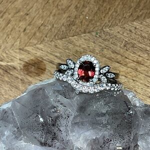 Morganite .925 Silver Wedding Set